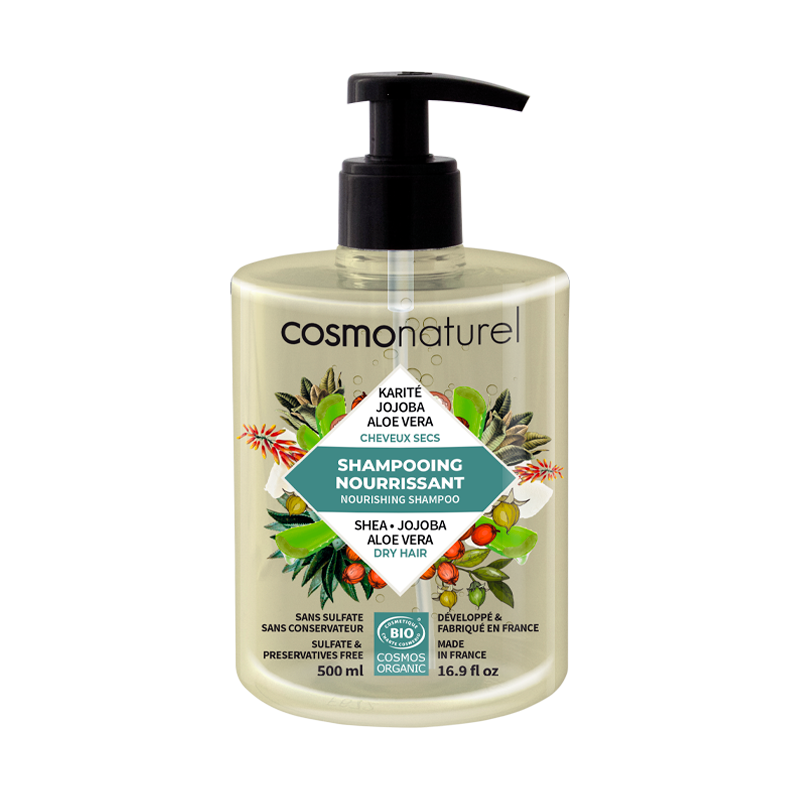 Organic Shea, Jojoba & Aloe Vera Dry Hair Nourishing Shampoo – Cosmo Naturel